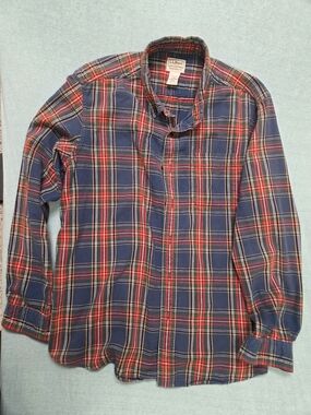 L.L. Bean Men's Blue & Red Plaid Button-Up Shirt